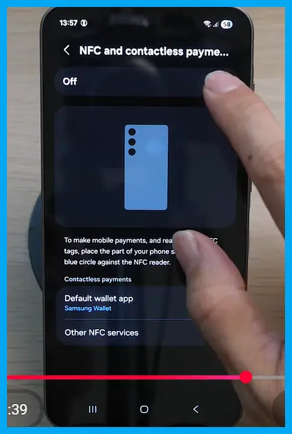 Android NFC and contactless payments menu showing NFC turned off