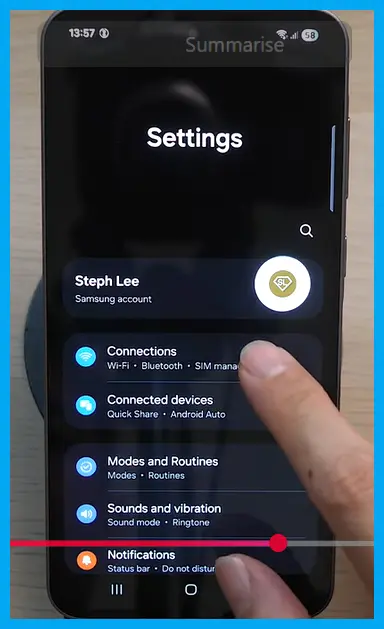 Android Settings screen showing the Connections menu used to start Google Wallet NFC setup